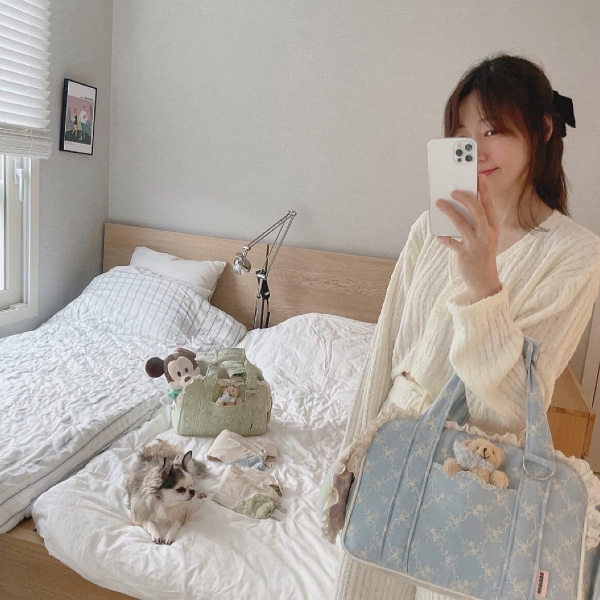 AJIBAG CUBE EMB [Baby Blue] - BABIANA JAPAN