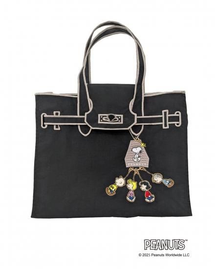 SNOOPY KEY CHARM/ New Classical Eco Bag (S) BLACK - LA COUSETTE