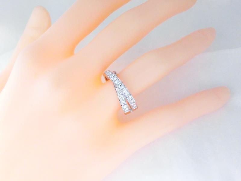 K18WG クロスデザイン ダイヤモンドリング D 0.87ct