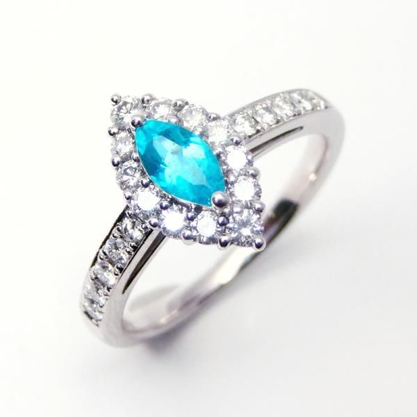 Pt900 ブラジル産パライバトルマリン ダイヤモンドリング PA 0.24ct D