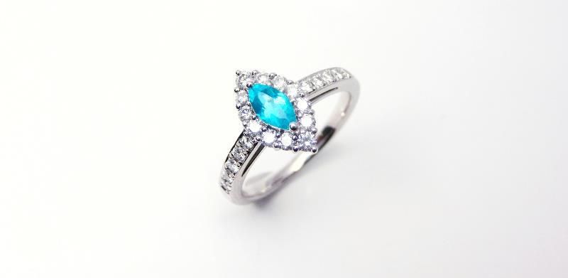 Pt900 ブラジル産パライバトルマリン ダイヤモンドリング PA 0.24ct D