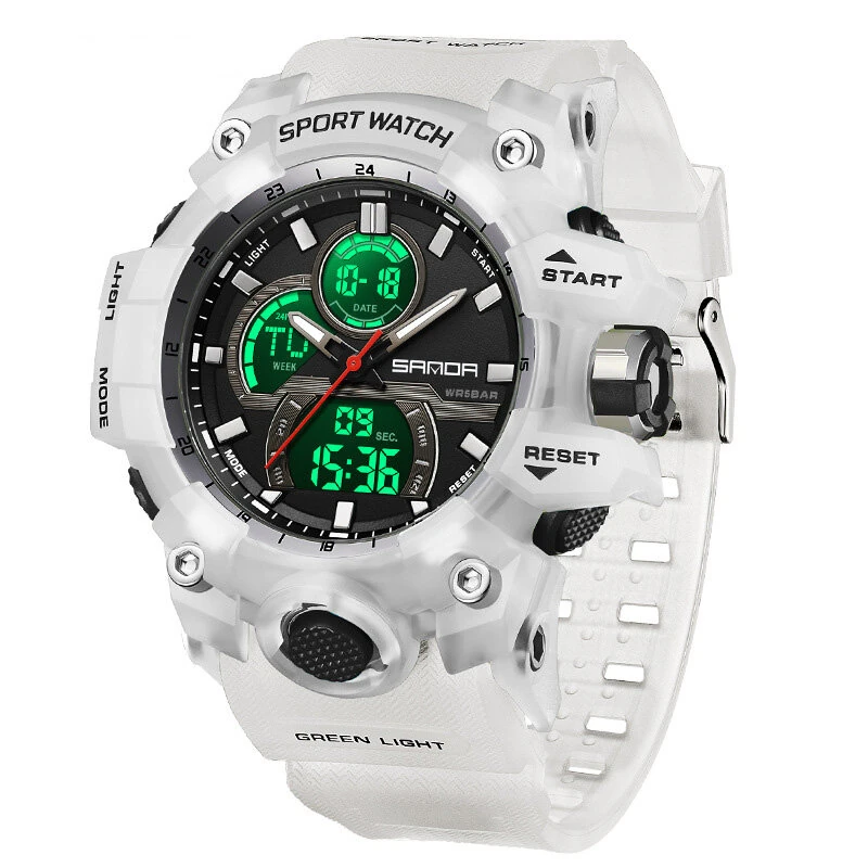 SANDA メンズデュアルディスプレイ防水デジタルウォッチアウトドア