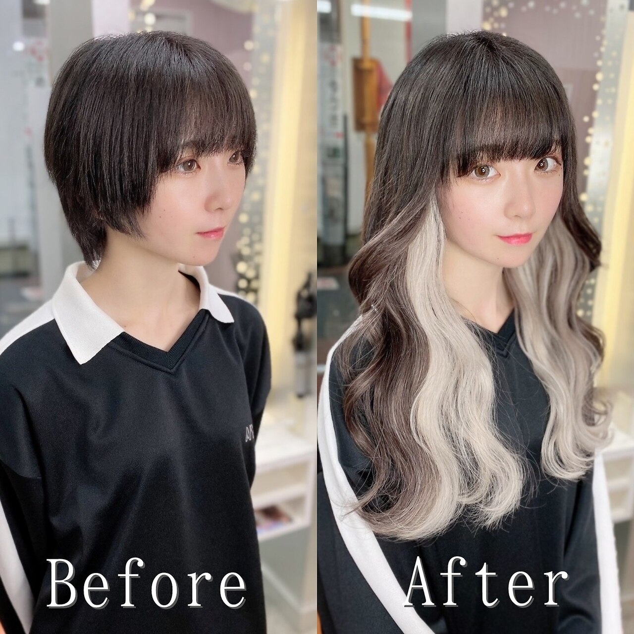 ホワイトアッシュ#シールエクステ#デザインカラー#エクステ#新宿