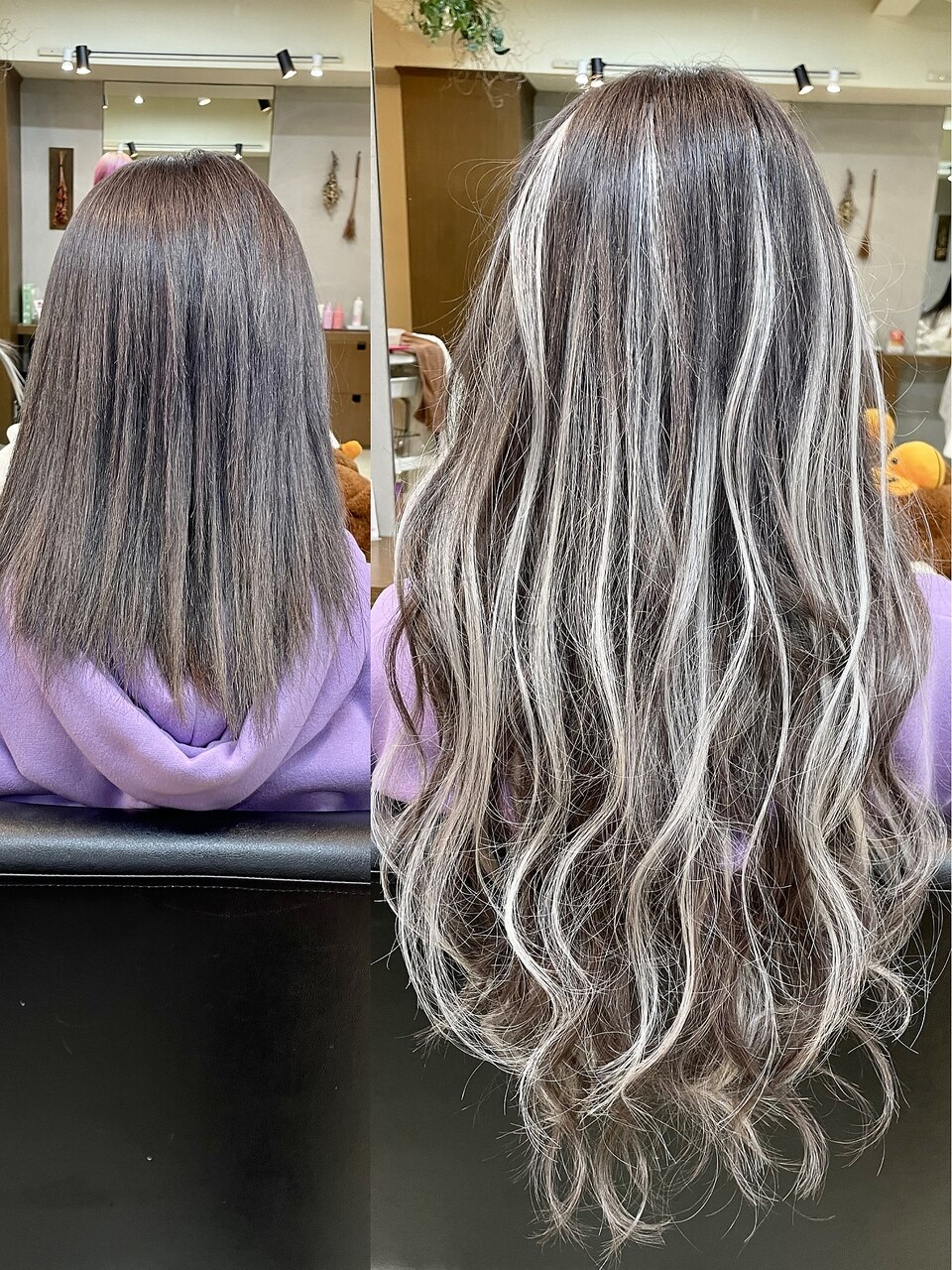 シールエクステハイライト☆グレーアッシュ×ホワイト/心斎橋