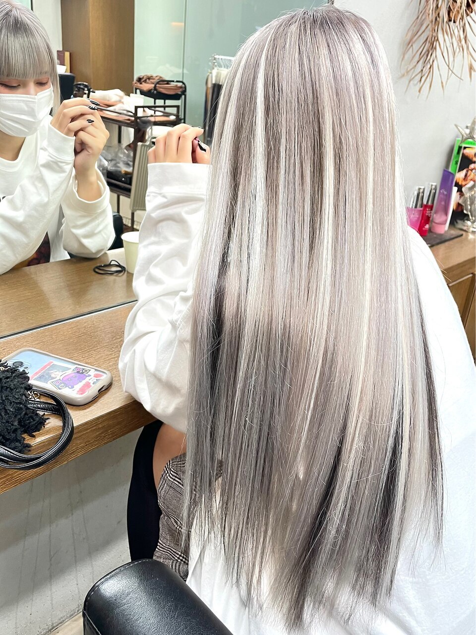 シールエクステ×ホワイトアッシュ☆ハイライト&ローライトMix