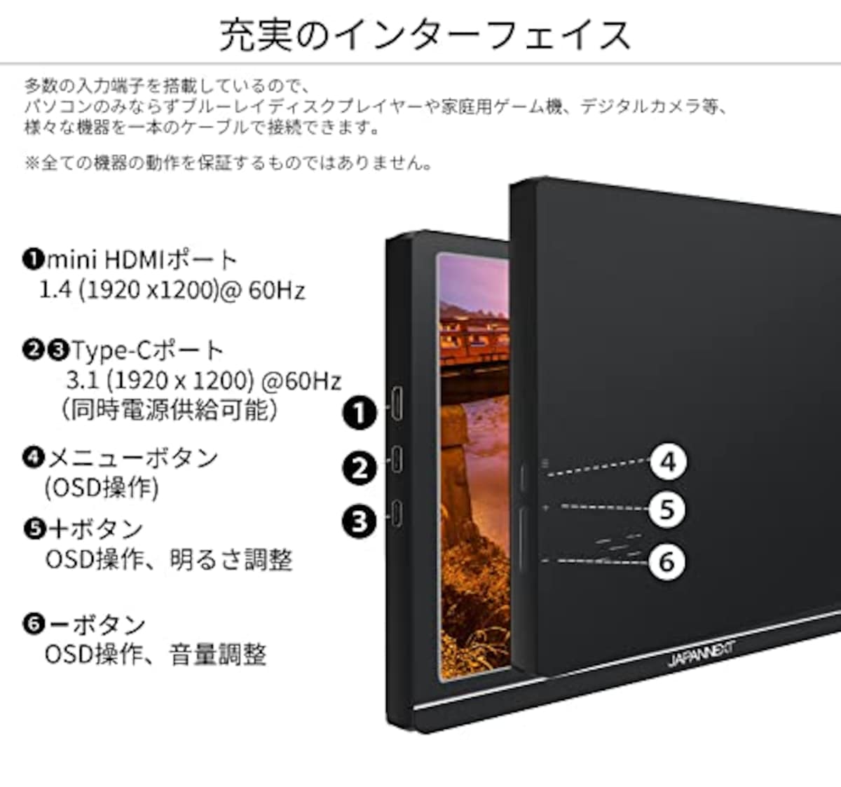 JapanNextのJAPANNEXT 10.1インチ モバイルモニター IPS パネル WUXGA