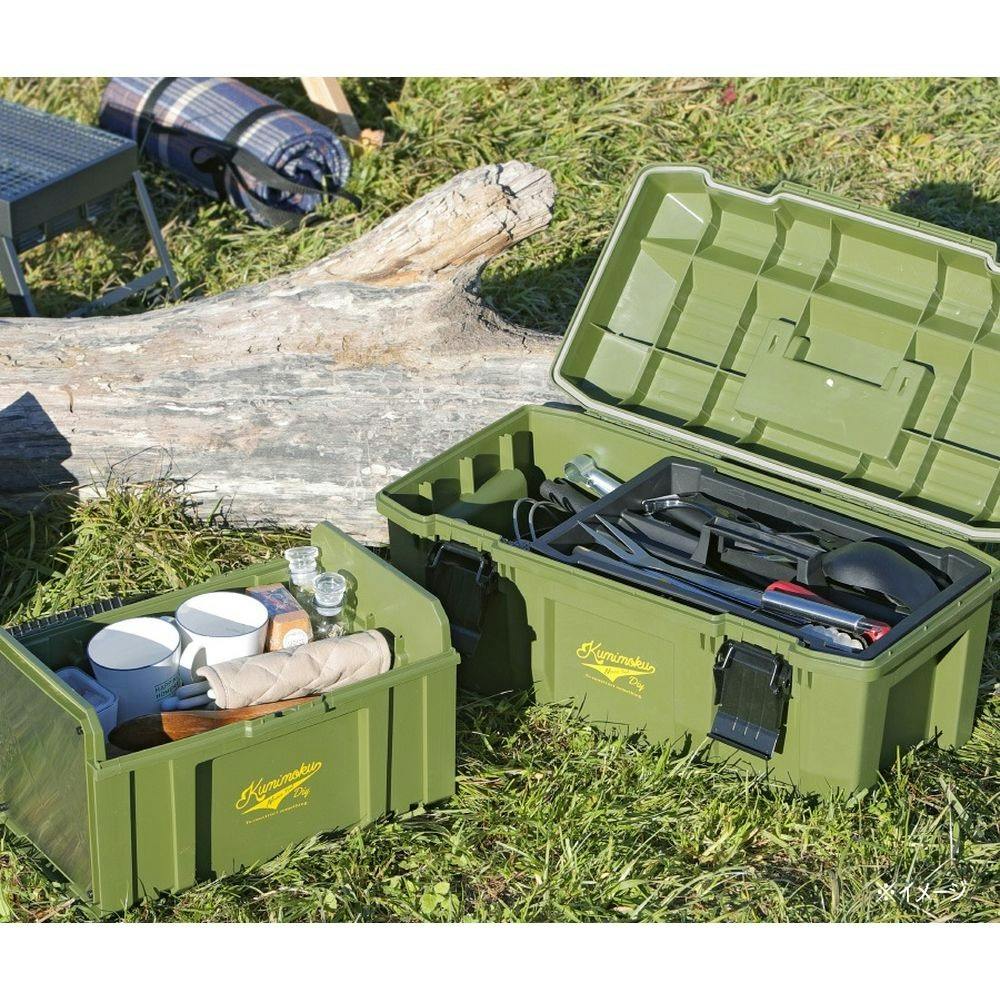 Kumimoku 道具が錆びにくい工具箱 カーキ 幅58cm 奥行28.5cm 高さ27cm