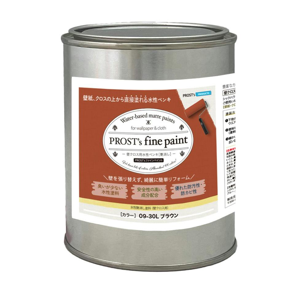 ペンキ 壁クロス用 水性塗料 つや消し ファインペイント 09－30L