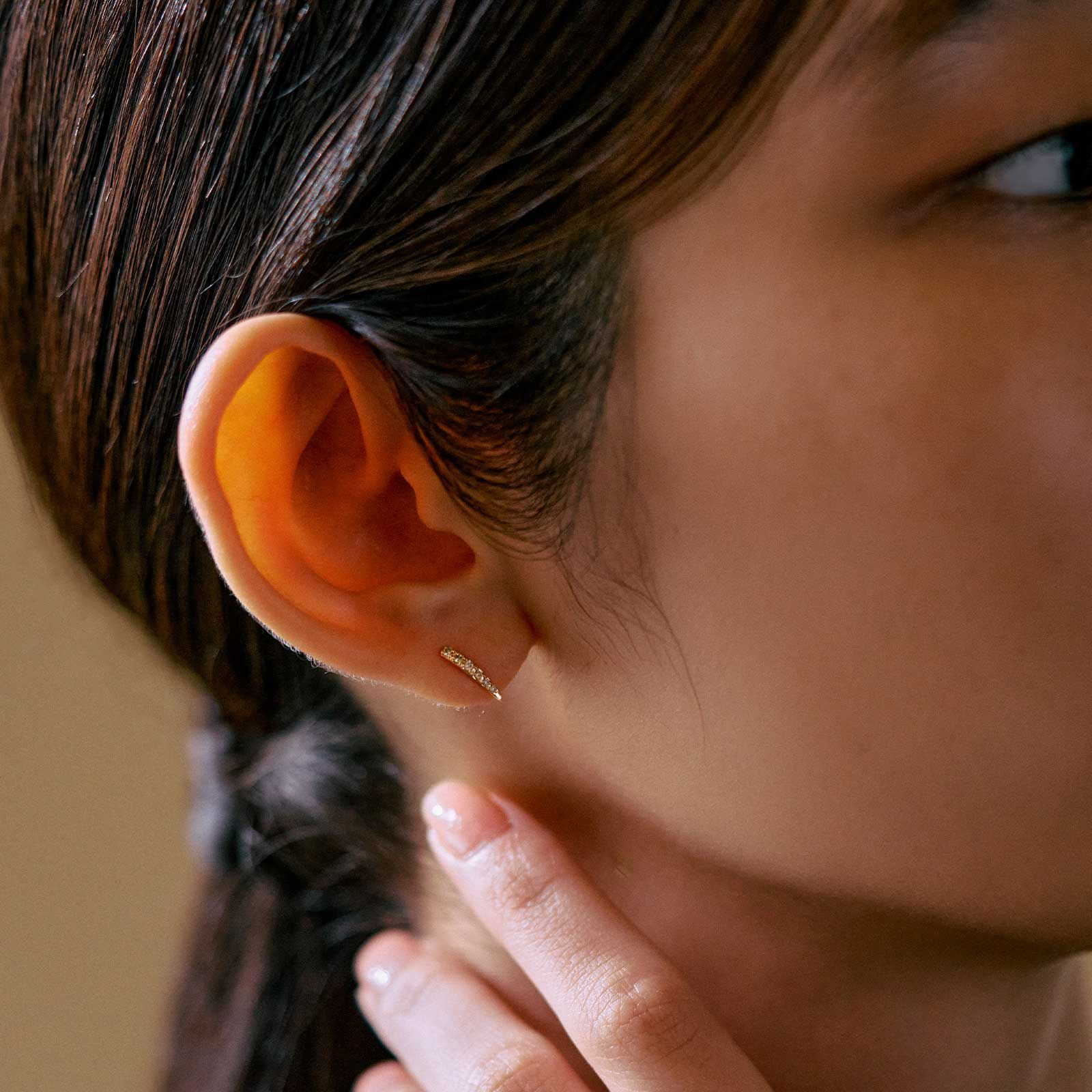 K10イエローゴールド ダイヤモンド ピアス（片耳） | 東京ジュエリー