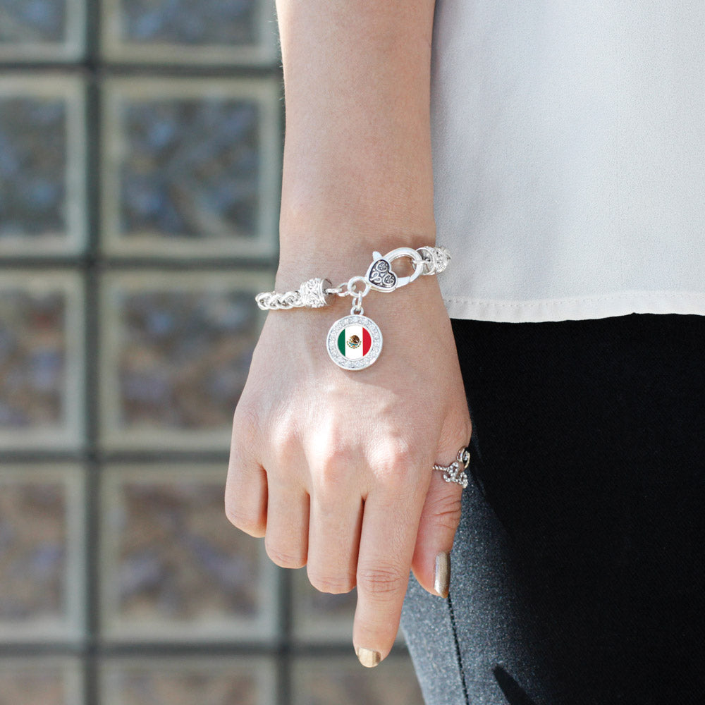 Silver Mexican Flag Circle Charm Braided Bracelet – Inspired Silver