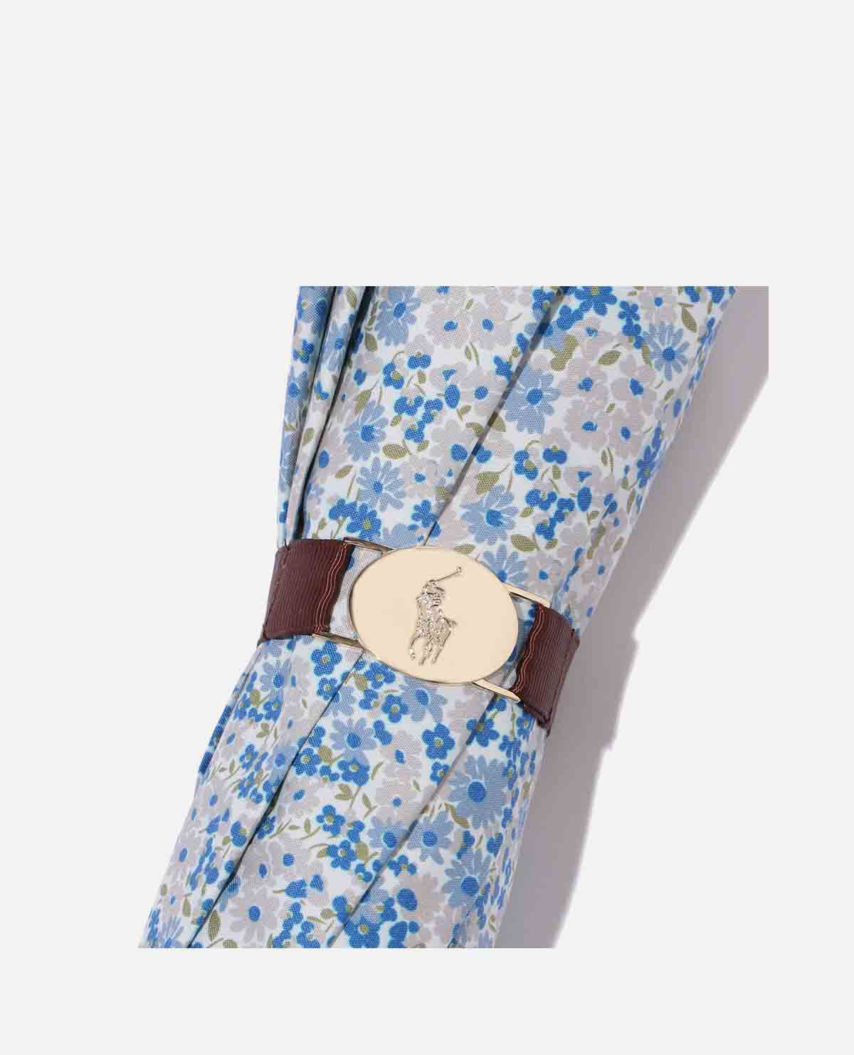 晴雨兼用 折傘 傘 フラワープリント ブルー｜ポロ ラルフ ローレン