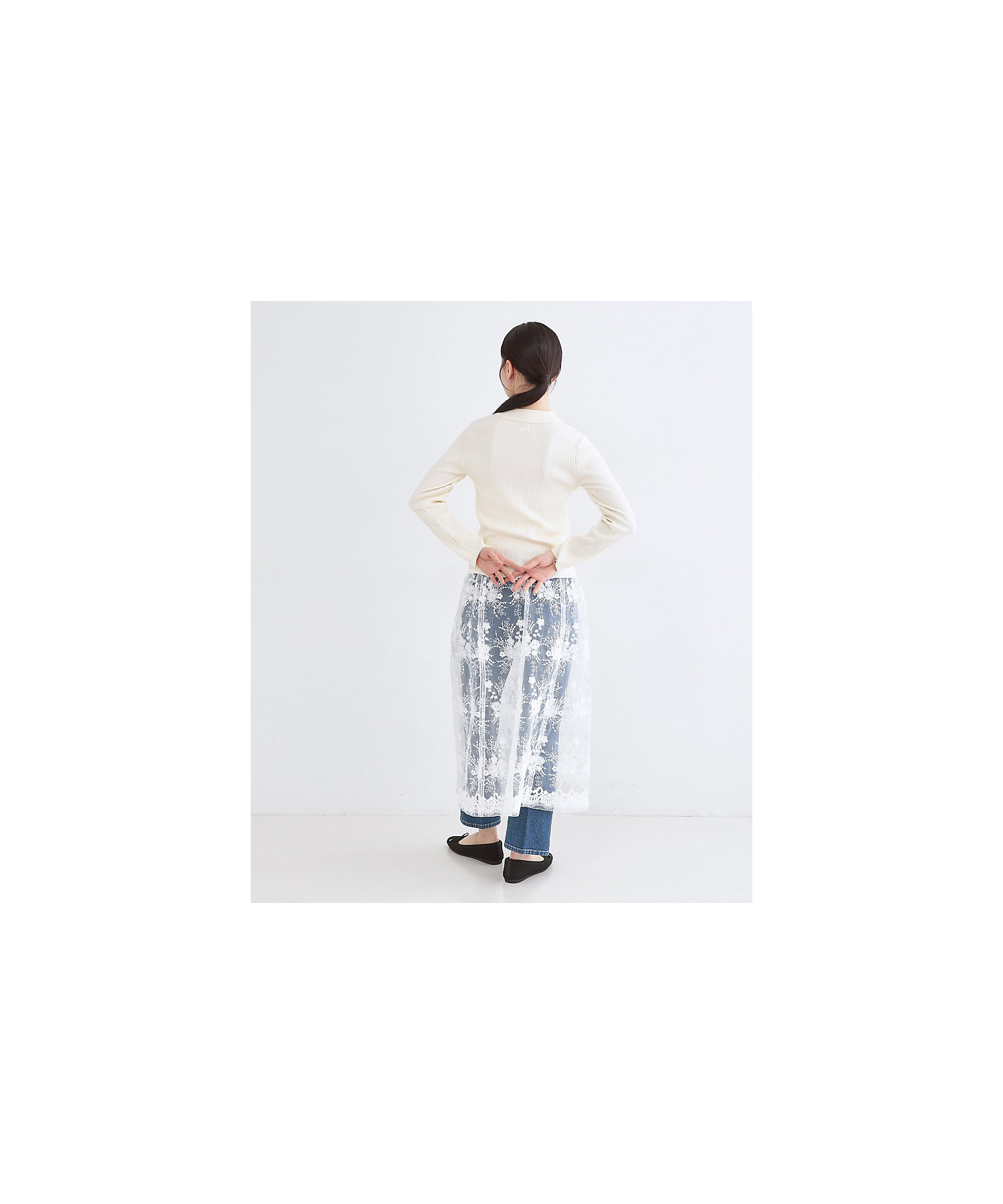 ポロ衿ホック使いリブニットカーディガン【洗濯機OK