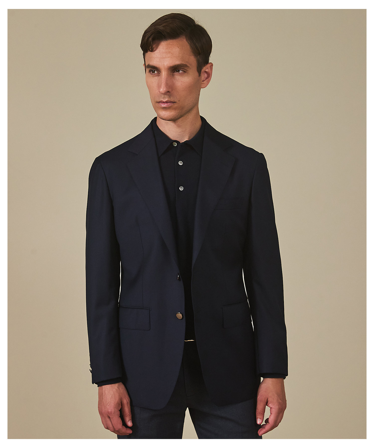 御幸毛織／オリジナル素材】Super160'S 定番 ネイビー