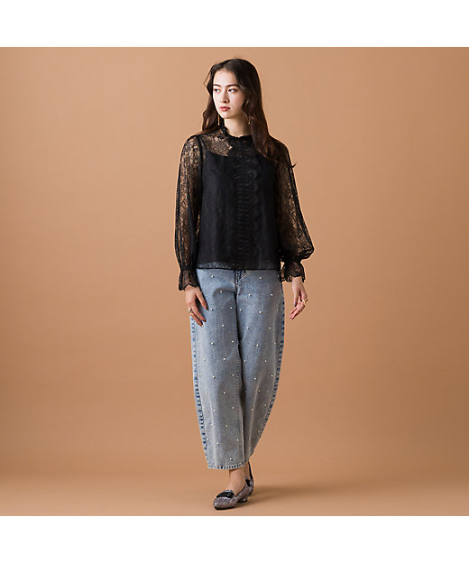 人気のため追加】パールスタッズカーブデニム（83056401A