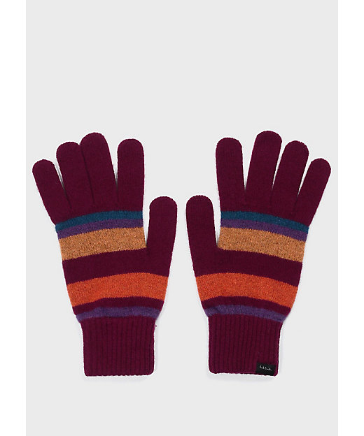 カラフルボーダー ニット グローブ（250765415MK） | Paul