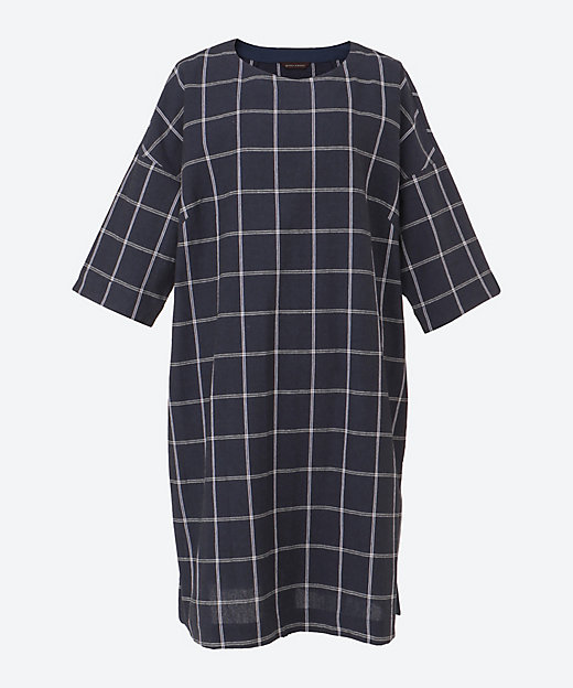 綿麻ウィンドペーンチェックチュニック 5705007 | green nout