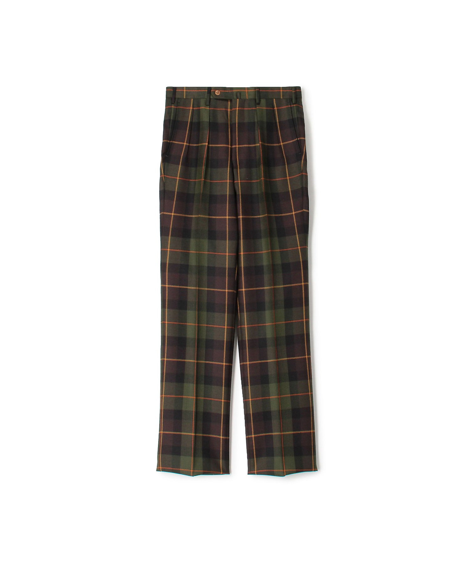 ウールギャバジン タータンチェック イン2プリーツストレート