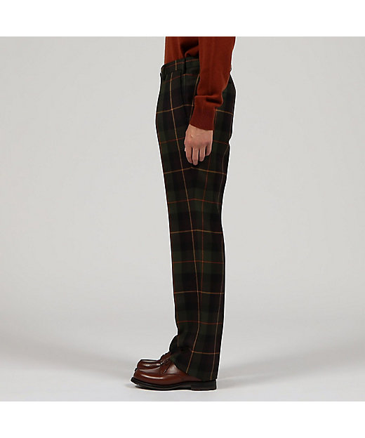 ウールギャバジン タータンチェック イン2プリーツストレート