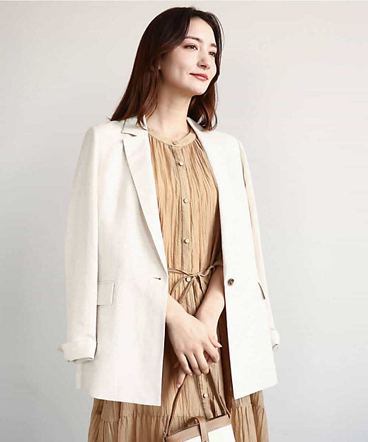 リネン混テーラードジャケット／洗える | MK MICHEL KLEIN (Women