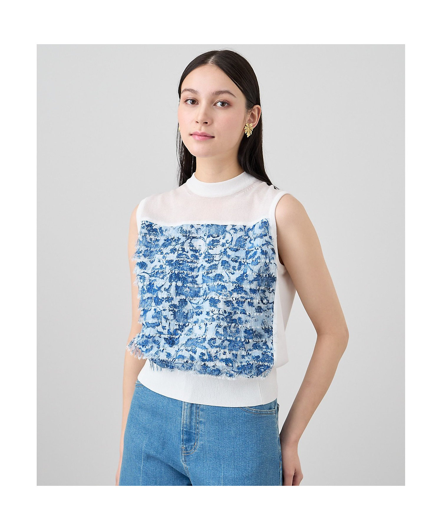 セットアップ対応商品】フランジャプリントノースリーブ プルオーバー