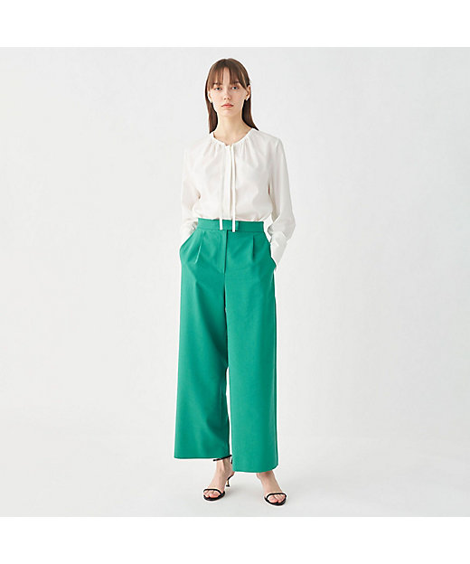 クリスタルコットン ギャザーVネックブラウス | maison TOMORROWLAND