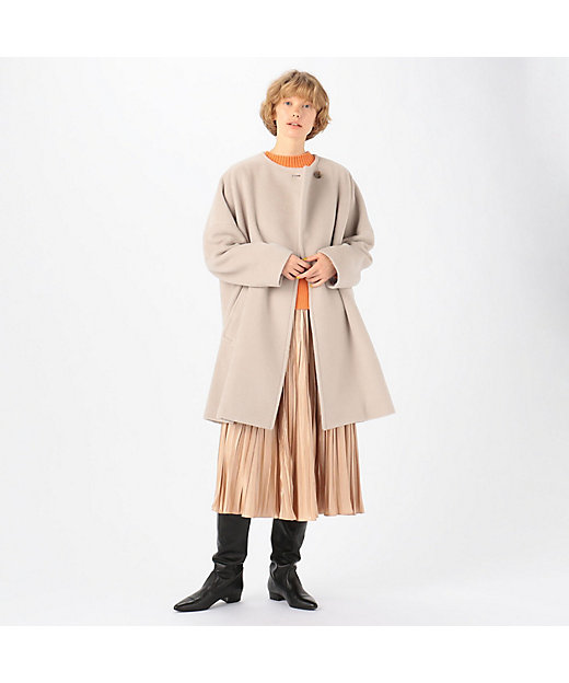 アルパカウールシャギー ノーカラーコート | maison TOMORROWLAND