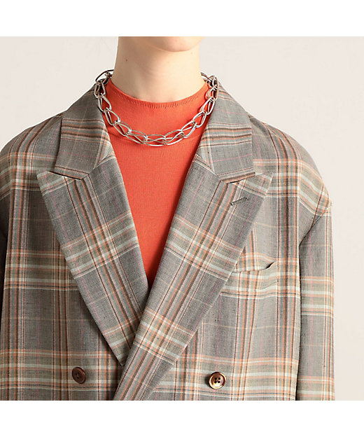 レーヨンリネンチェック ダブルブレストジャケット | maison