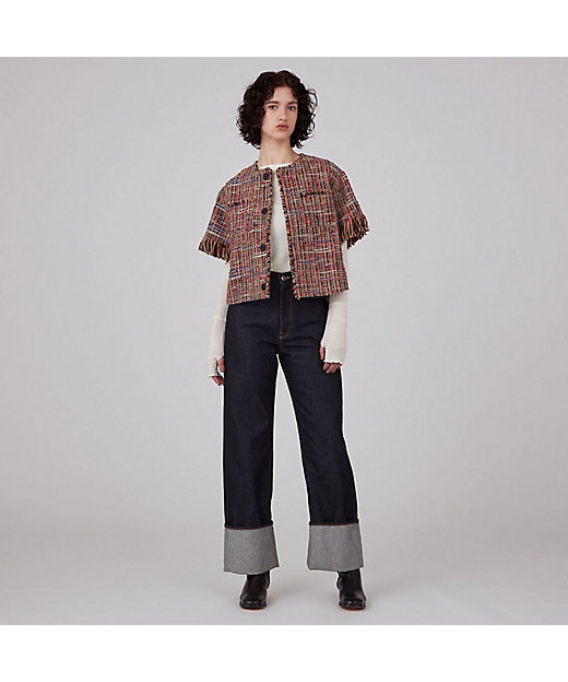 マルチツイード ラウンドカラージャケット | maison TOMORROWLAND