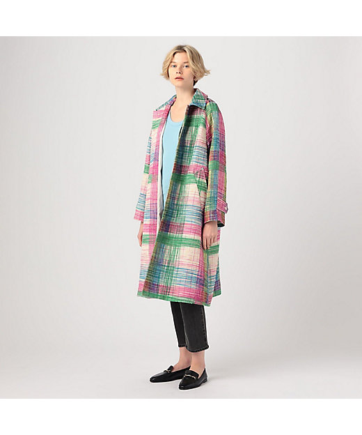 オーバーチェックツイード ステンカラーコート | maison TOMORROWLAND