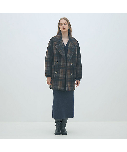 ボンディングチェック ダブルブレストコート | maison TOMORROWLAND