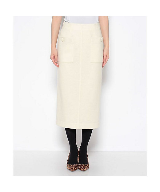 カラーメルトン釦付きタイトスカート | allureville (Women