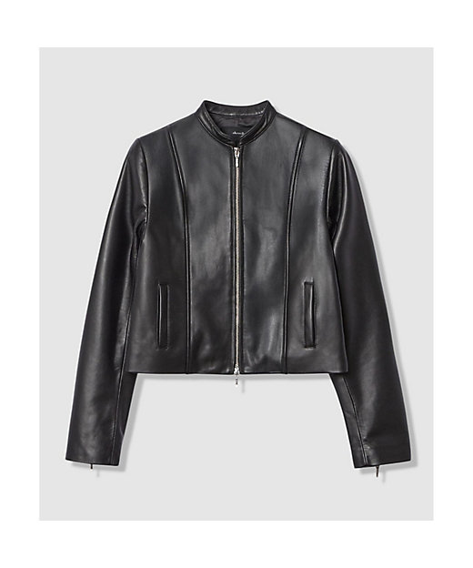 スタンドカラーレザーライダースジャケット | allureville (Women