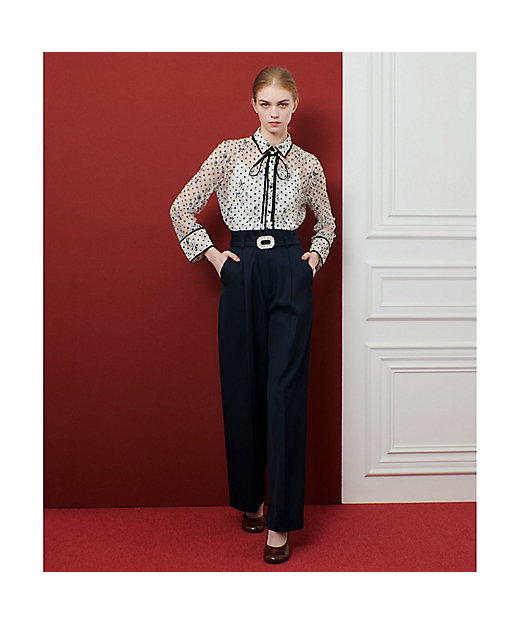 LOULOU WILLOUGHBY】フロッキードットレースブラウス