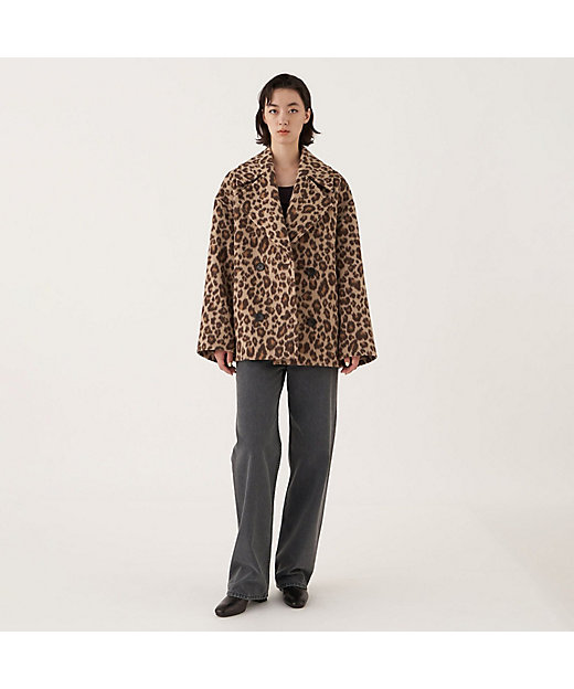 レオパードジャカードシャギー ビックカラーコート | maison