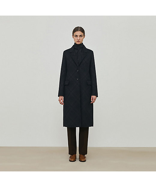 ダブルフェイスチェックジャカード チェスターコート | maison