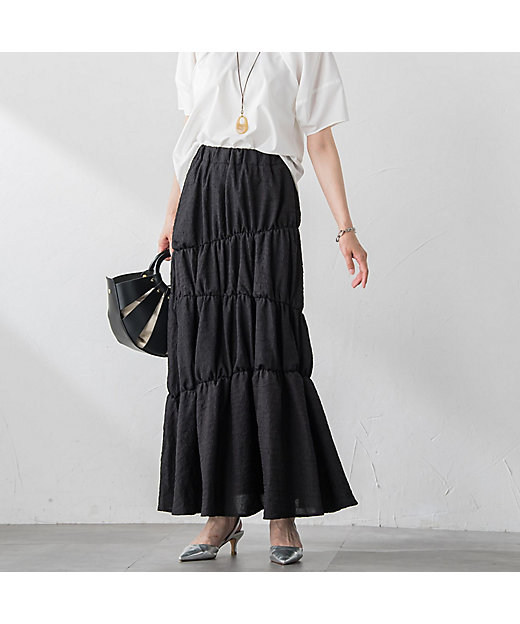 WEB＆一部店舗限定】イレギュラーシャーリングスカート