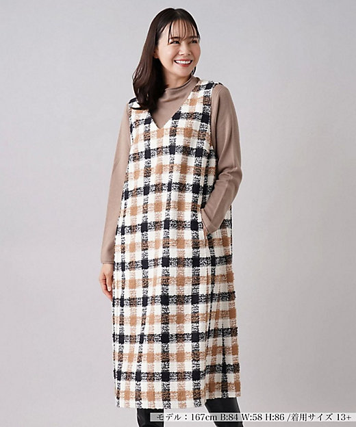 チェック柄ジャンパースカート | Leilian plus house (Women/大きい