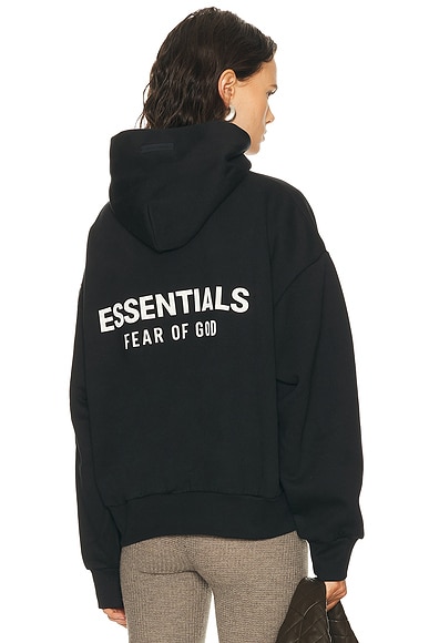 Fear of God ESSENTIALS Fleece Hoodie in Black | FWRD