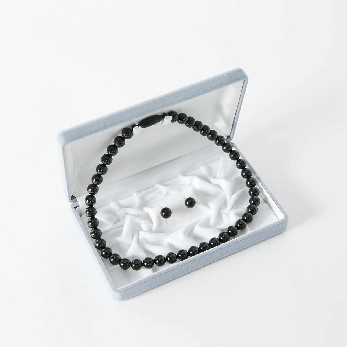 天然10mmジェット ネックレス&イヤリング(ピアス) 2点セット