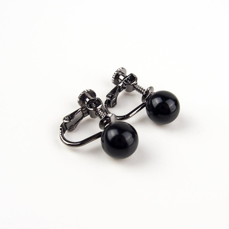 天然8mmジェット ネックレス&イヤリング(ピアス) 2点セット