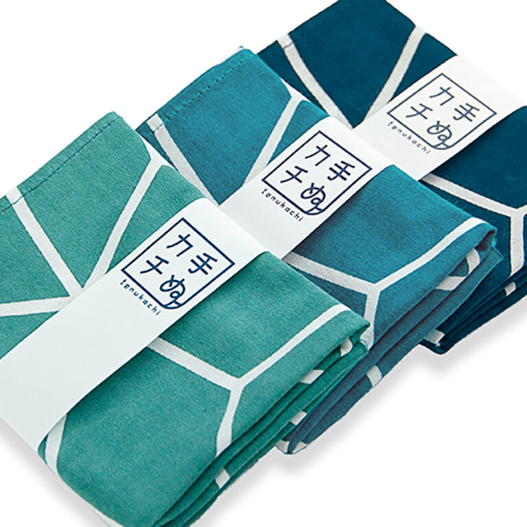 四角柄フチ縫いあり 3枚組【青系色】千草鼠・孔雀青・鉄紺 | 本染め