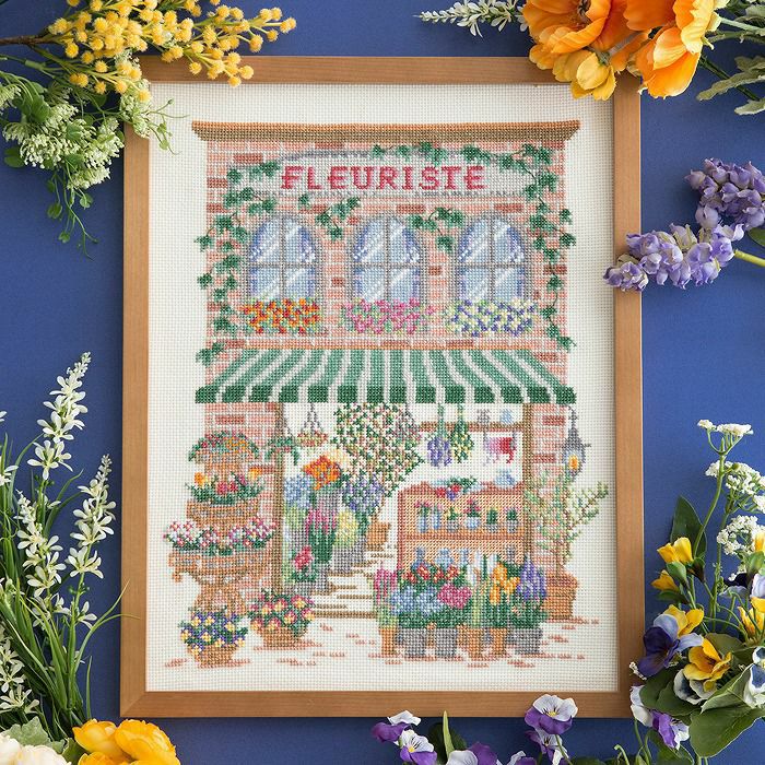 クロスステッチフレーム＜フラワーショップ＞ | リバティ 生地、編み物