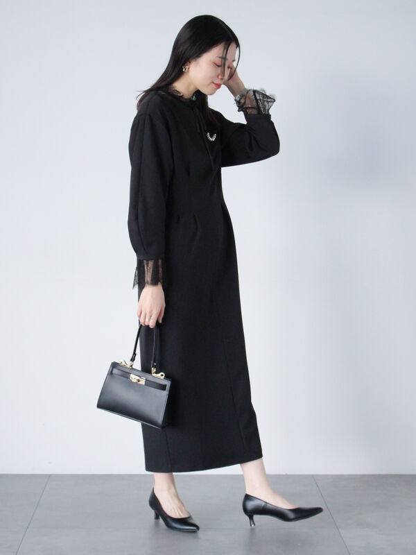 セール】 【セレモニーアイテム】ウエストタックワンピース（ブラック