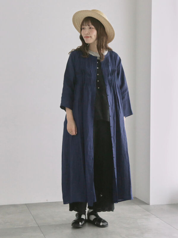 セール】 【WEB限定 Sサイズ】リネンピンタックワンピース（オフ