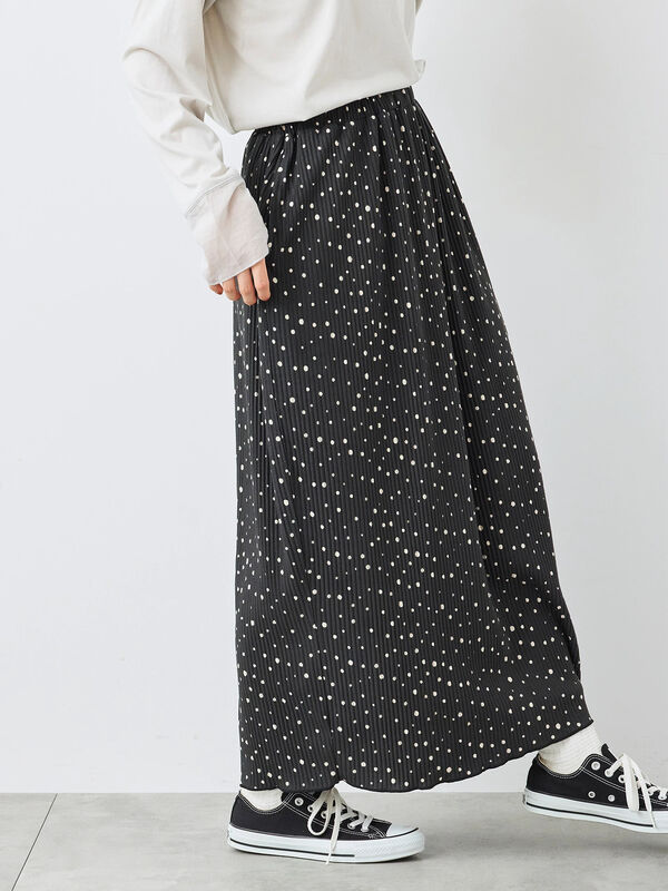 セール】 アソート楊柳プリーツスカート（グレー/チャコールグレー