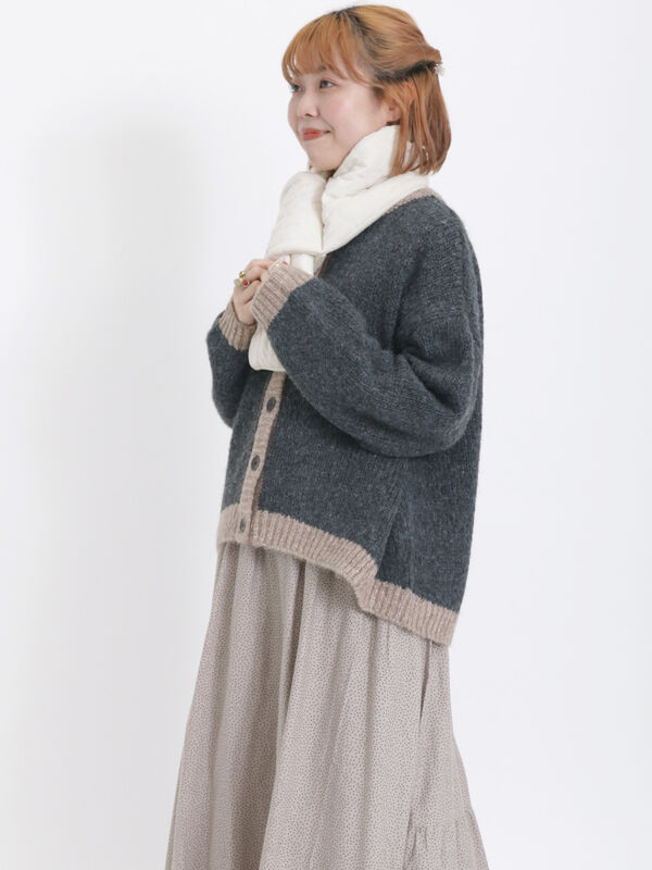 バイカラークルーネックカーディガン（その他/その他）【セール