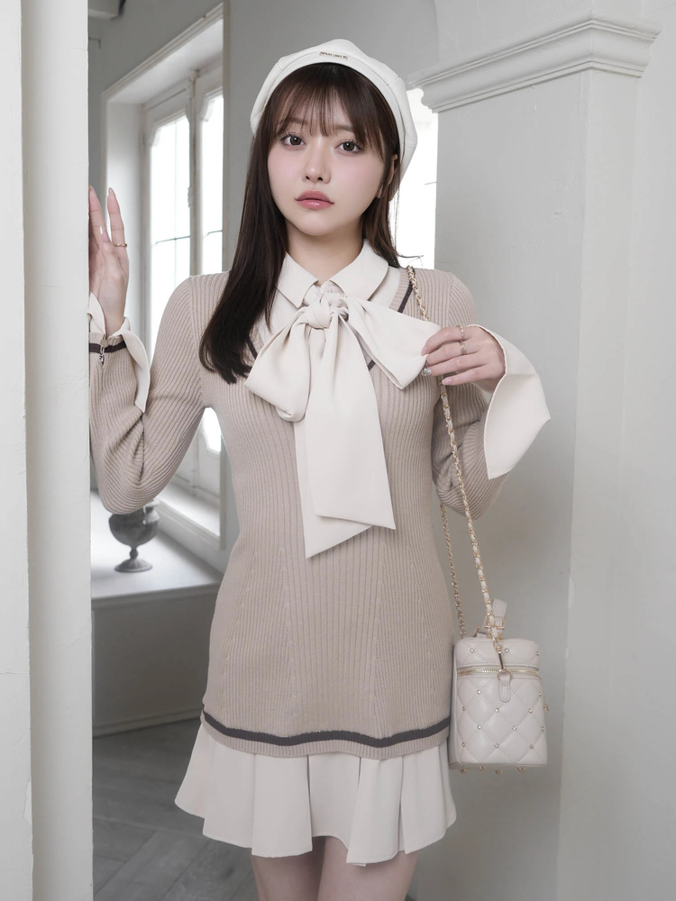 LIP SERVICE（リップサービス）｜ シャツドッキングプリーツワンピース