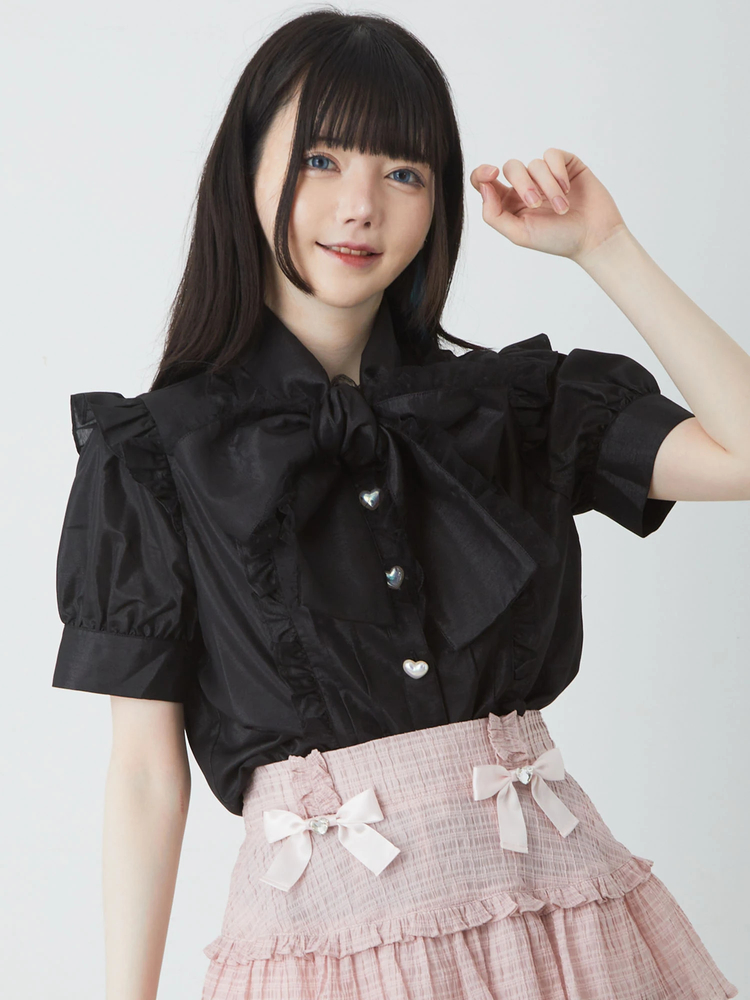 チュールフリルリボンタイブラウス - Ank Rouge(アンクルージュ)の