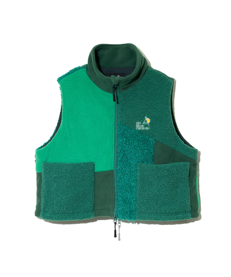 ボア×フリース パッチワークショートベスト (WOMENS)｜ファッション