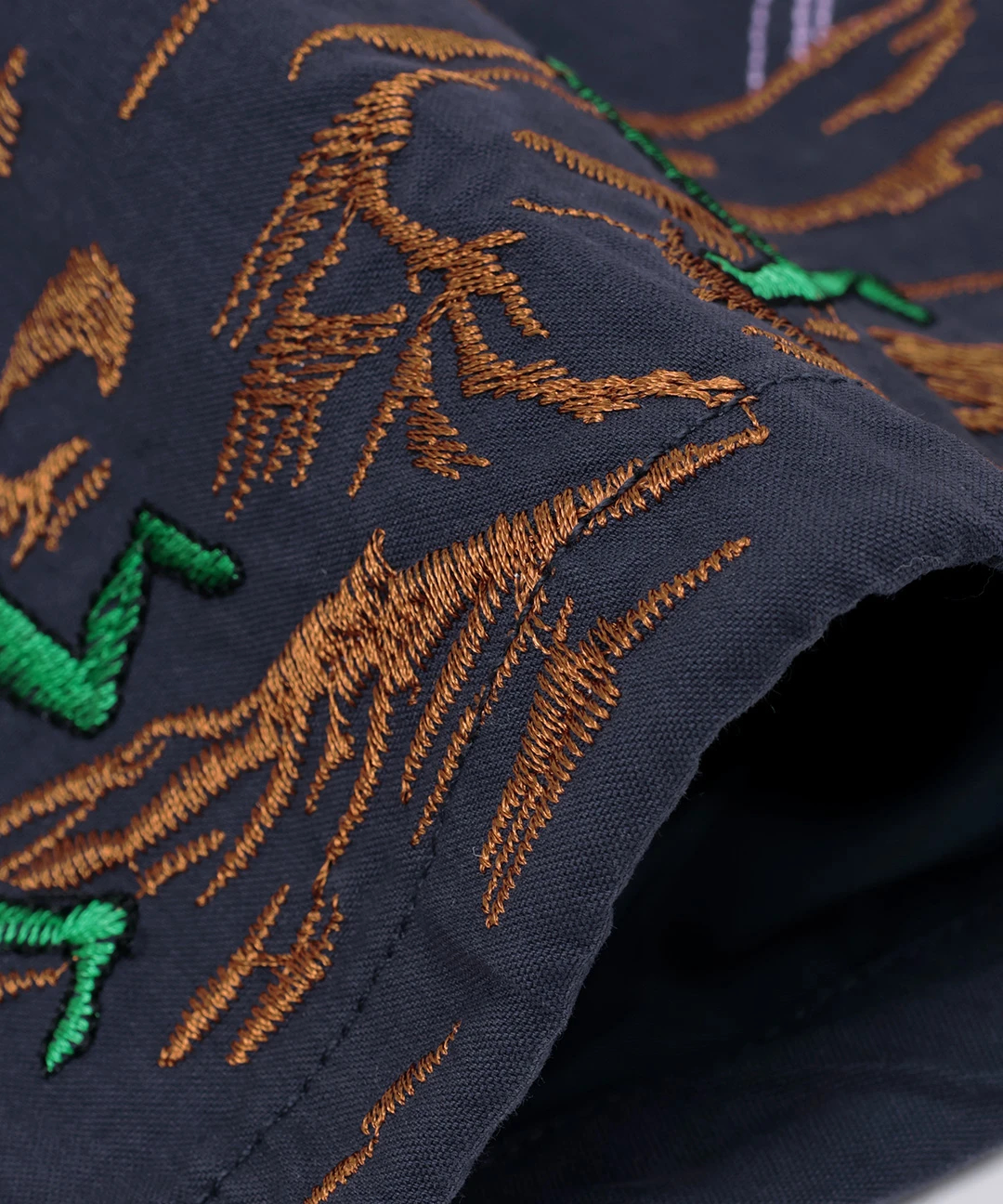 go slow caravan コットンナイロンパネル刺繍モッズコート【WEB限定